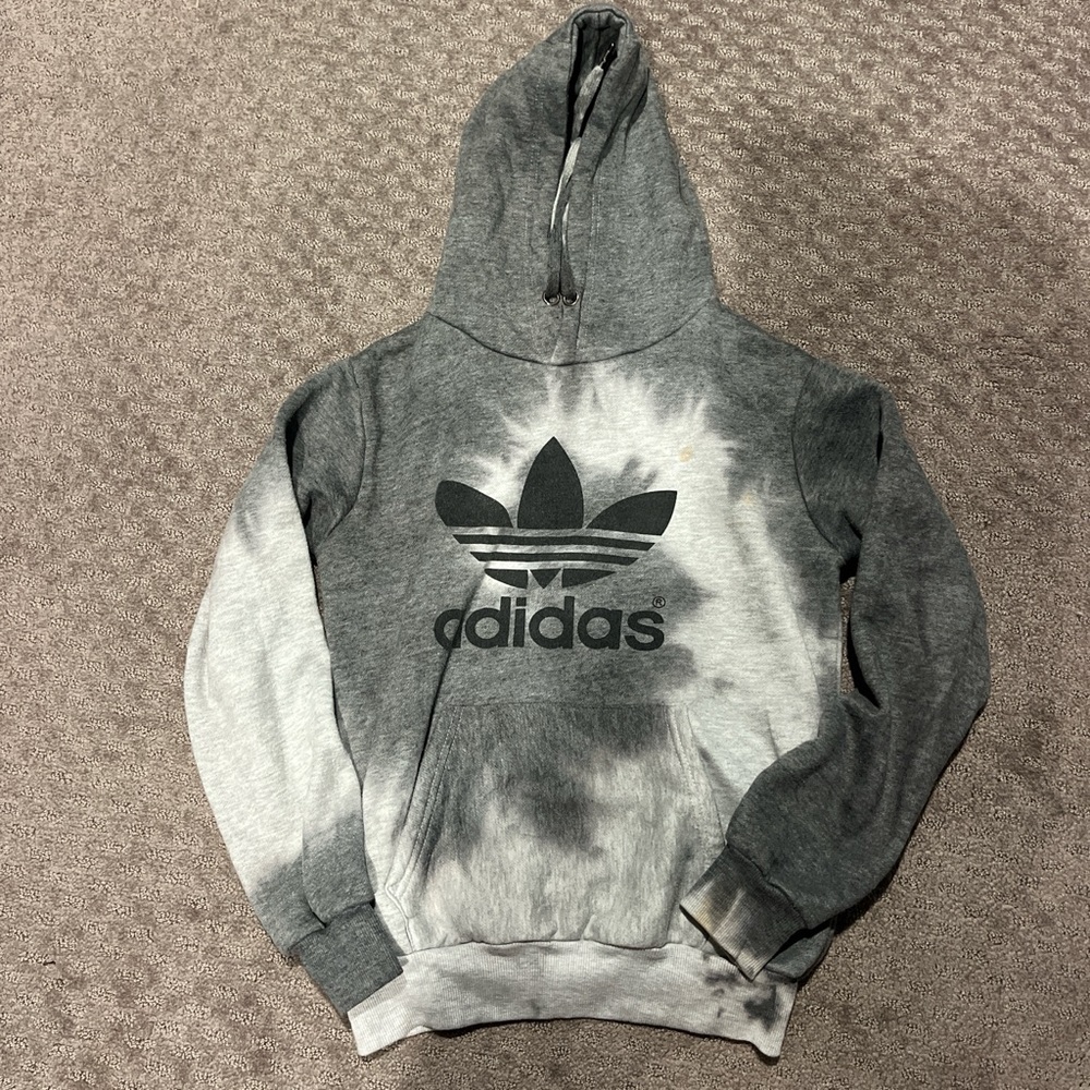 Adidas Black and Gray Tie-Dye Hoodie